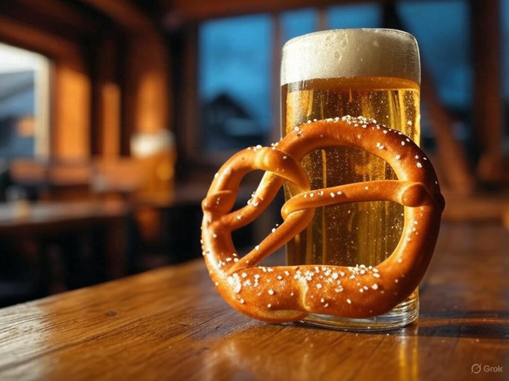 Weißbier with pretzel