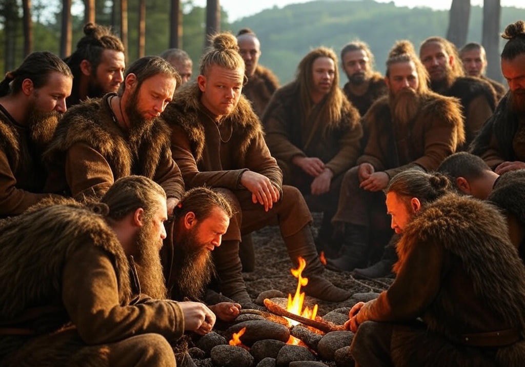 Germanic warriors facing Roman soldiers